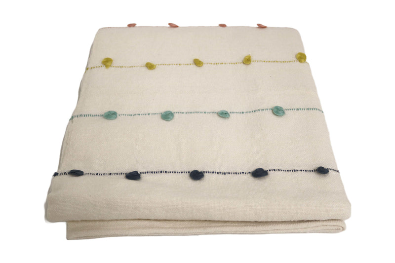 Handcrafted Wool & Cotton Throw Blanket