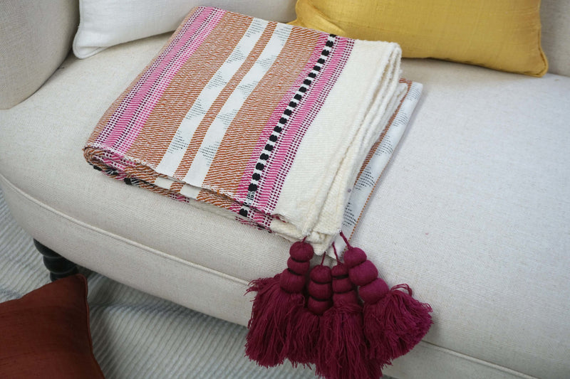 Handcrafted Wool & Cotton Throw Blanket