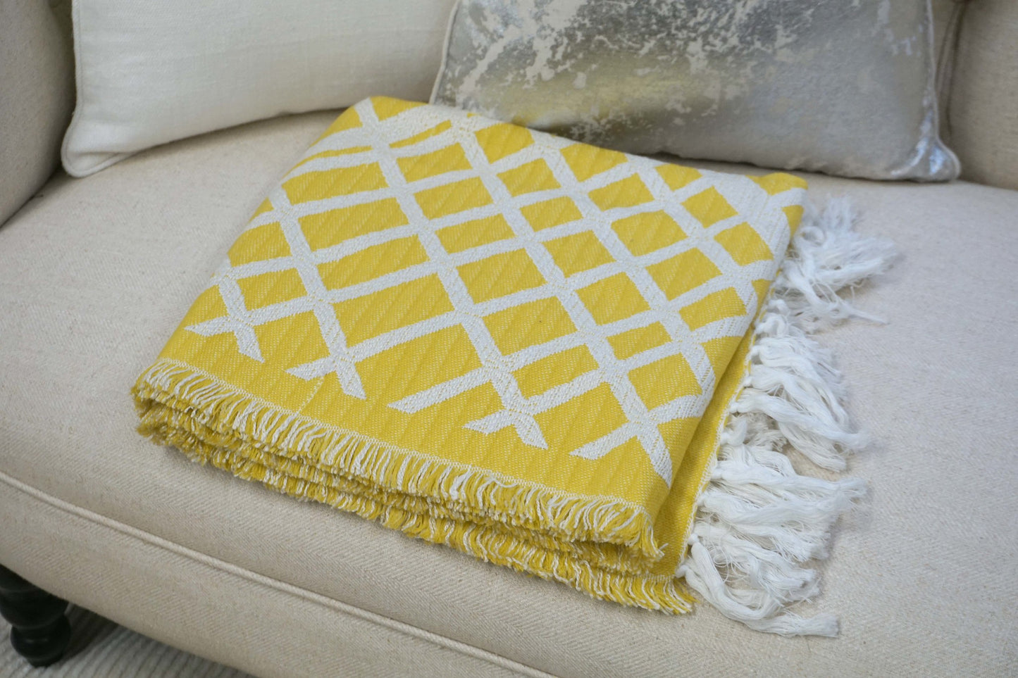 Handcrafted Wool & Cotton Throw Blanket
