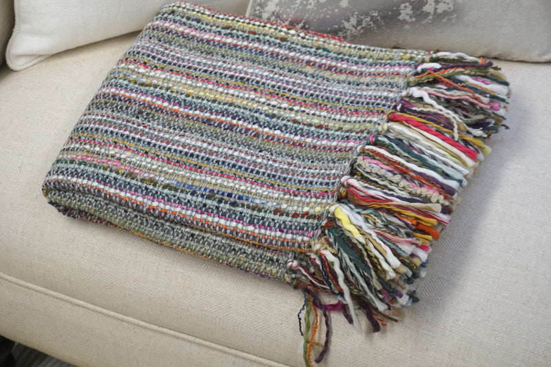 Handcrafted 100% Wool Throw Blanket