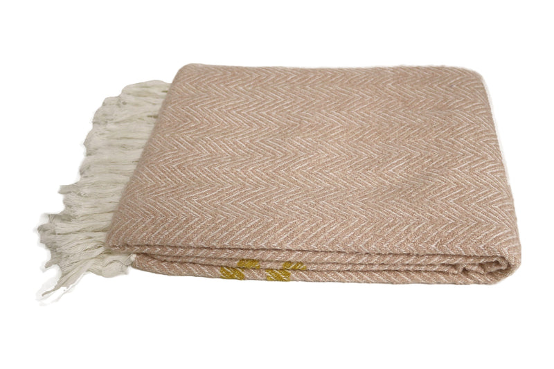 Handcrafted Wool & Cotton Throw Blanket