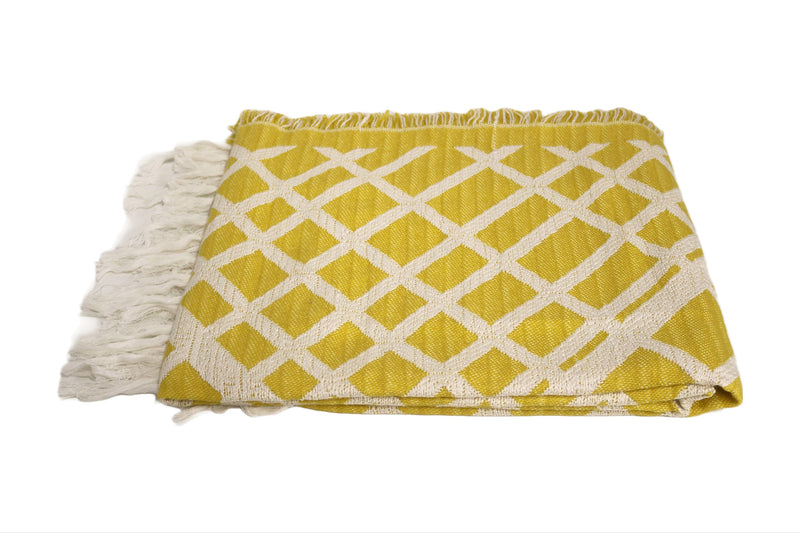 Handcrafted Wool & Cotton Throw Blanket