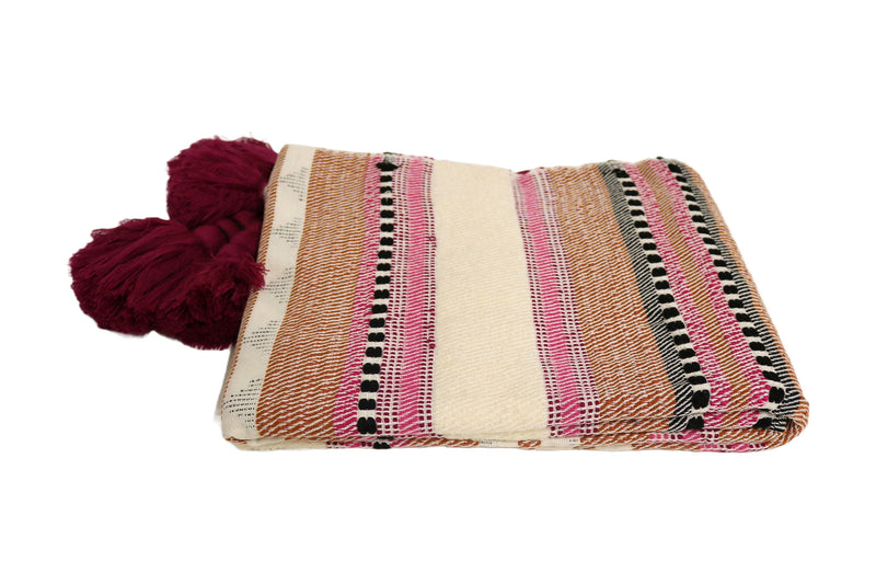 Handcrafted Wool & Cotton Throw Blanket