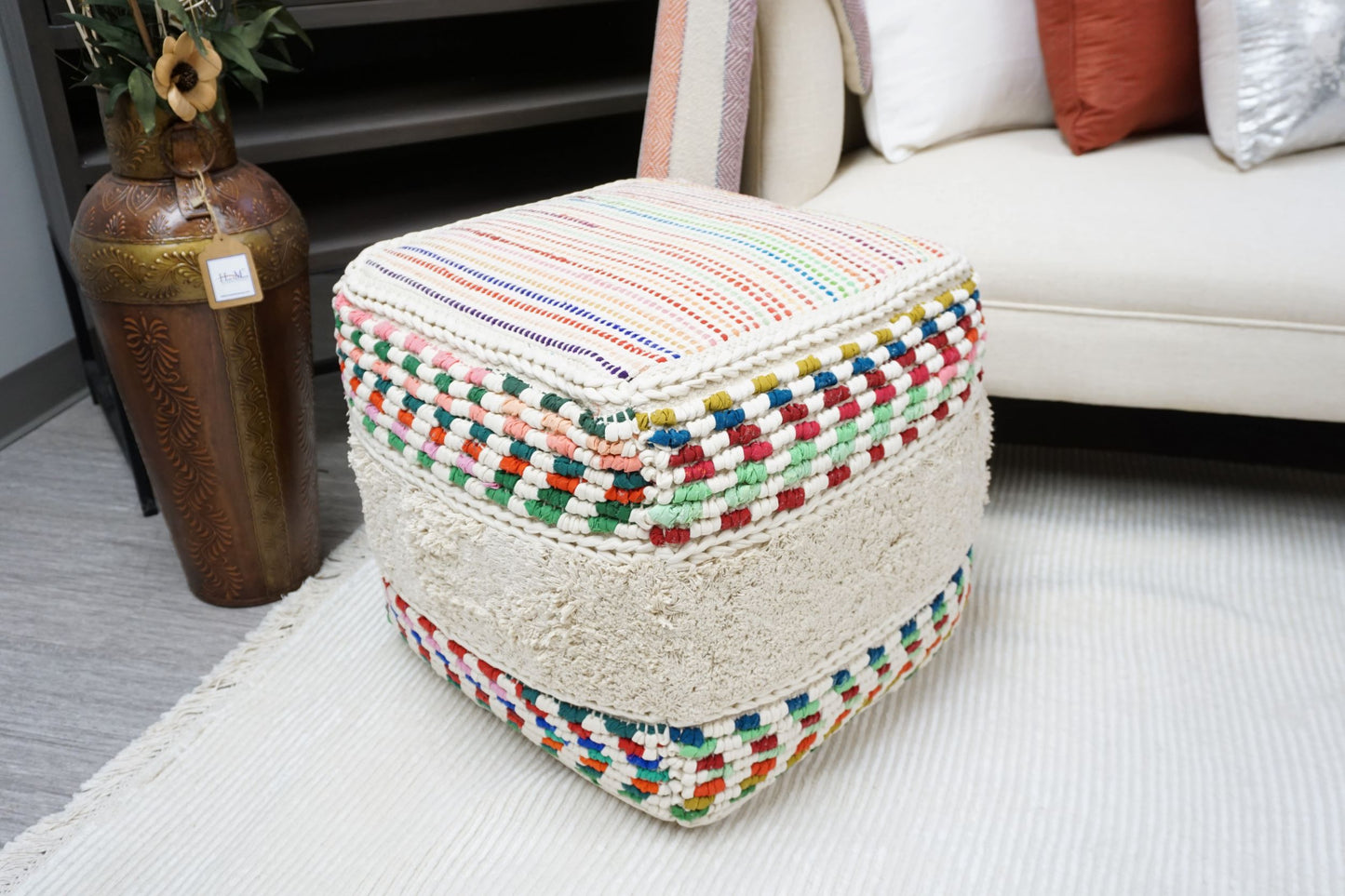 22" Multi-Color Pouf