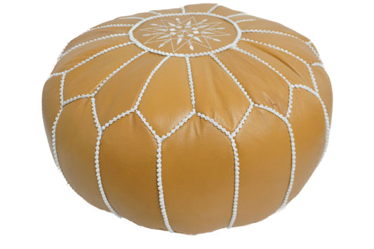 Moroccan Leather Round Pouf