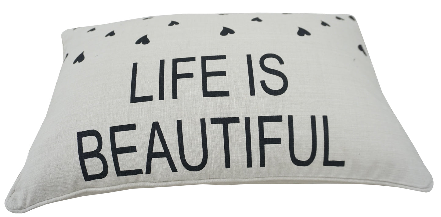 'Life Is Beautiful' Quote Pillow