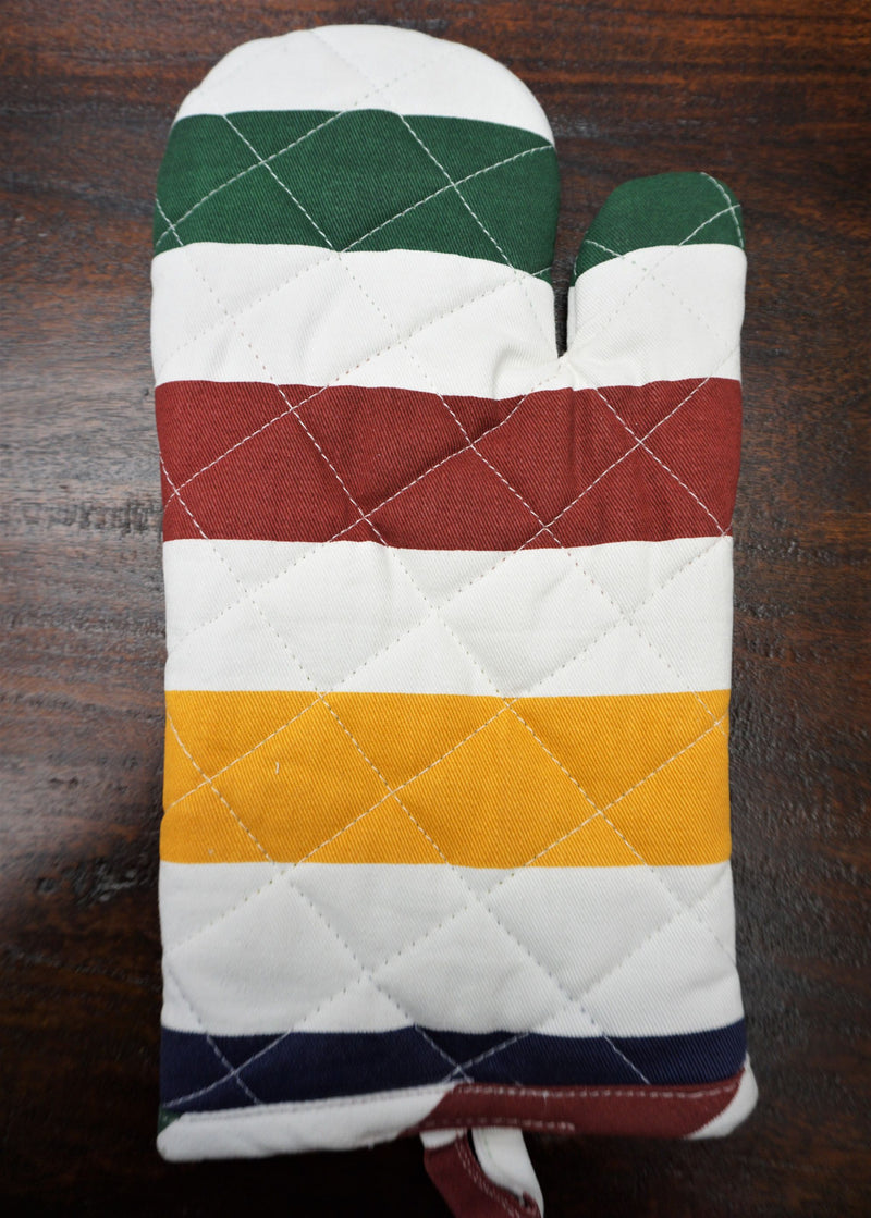 Oven Mitt Red & Yellow Stripe Design