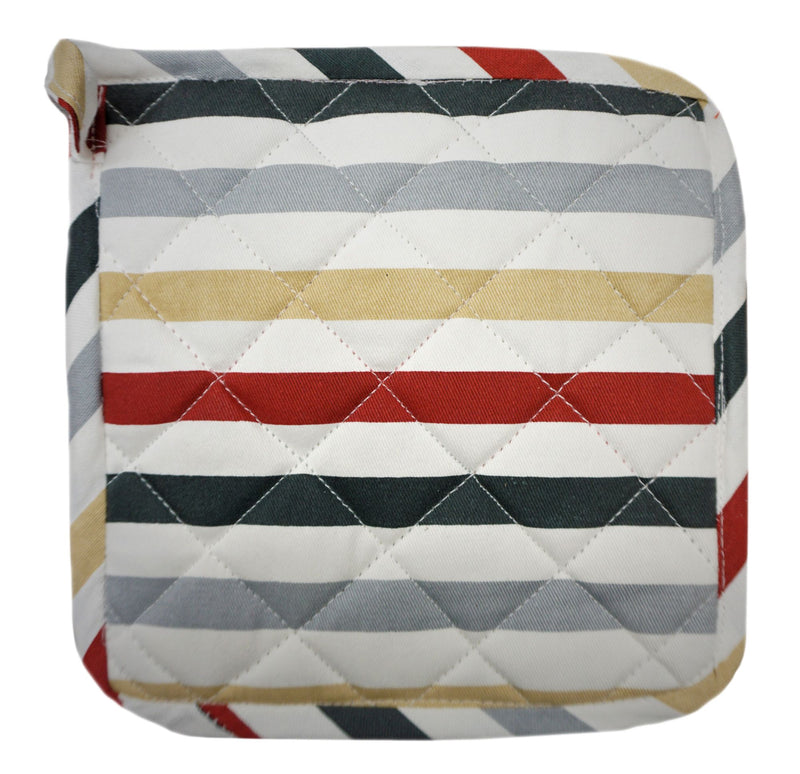 Pot Holder Red Green & Gray Stripe Design