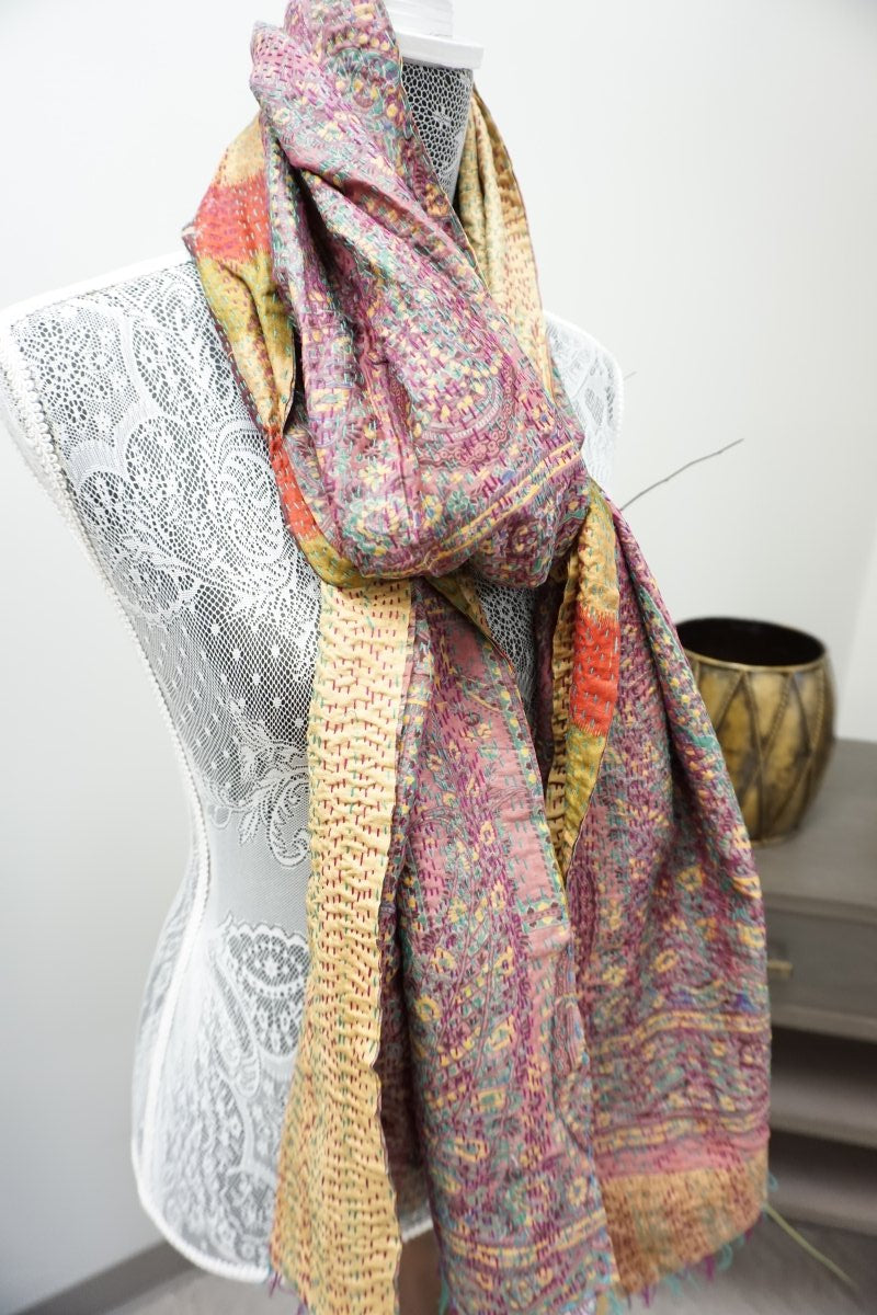 Vintage Kantha Silk Scarves