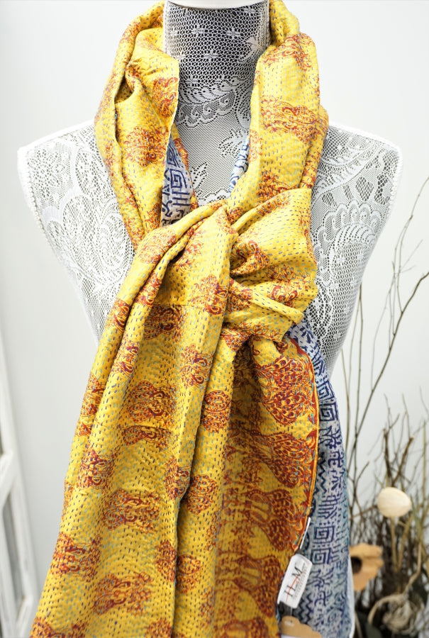 Vintage Kantha Silk Scarves