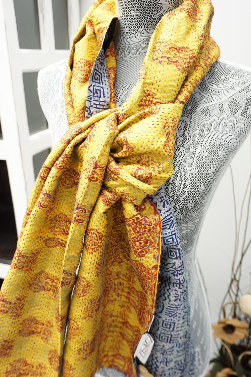 Vintage Kantha Silk Scarves