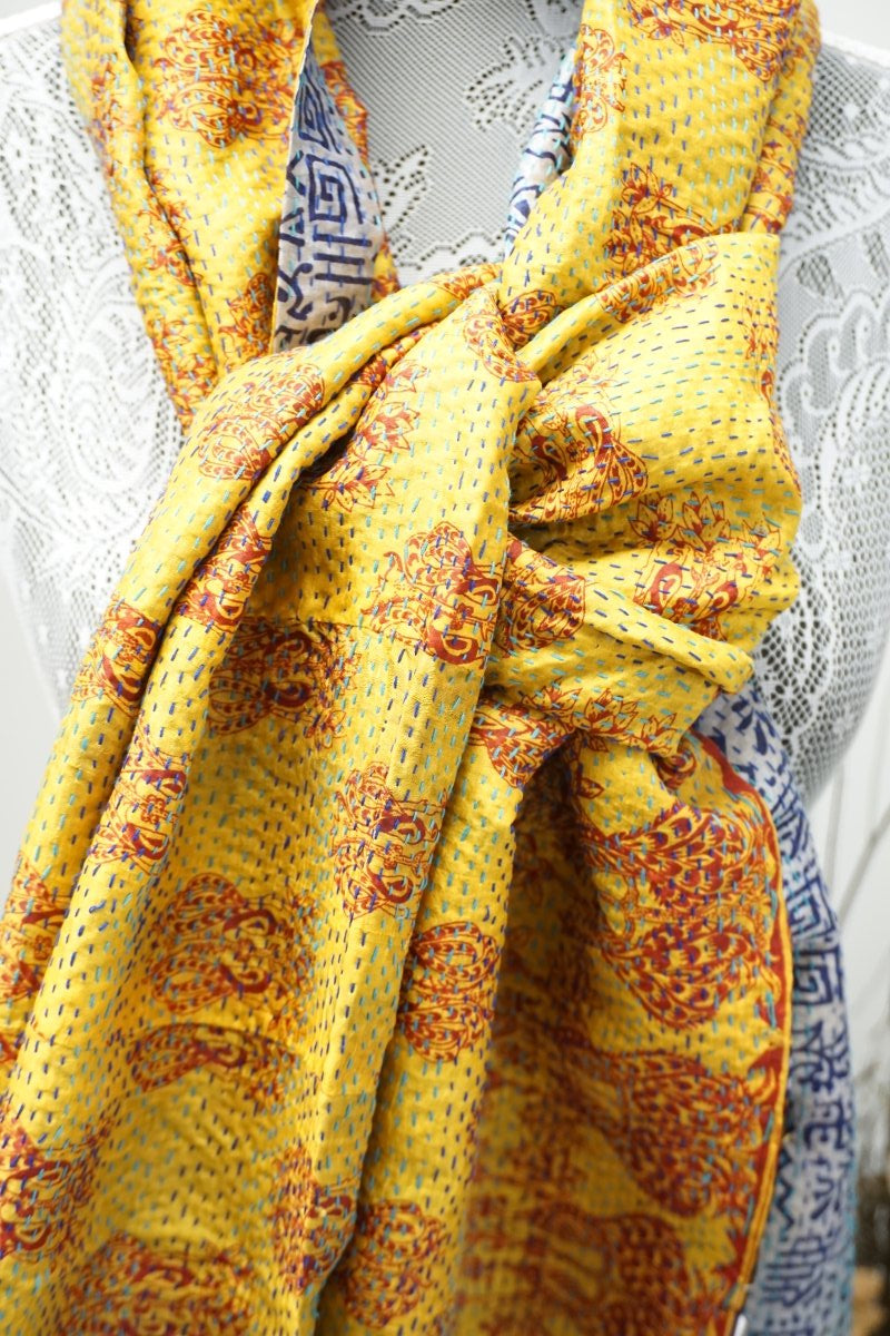 Vintage Kantha Silk Scarves