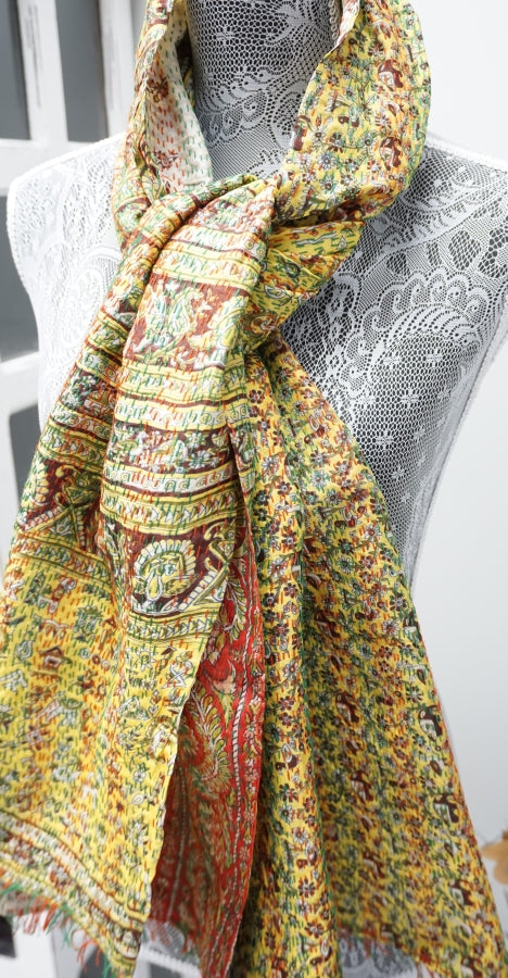 Vintage Kantha Silk Scarves