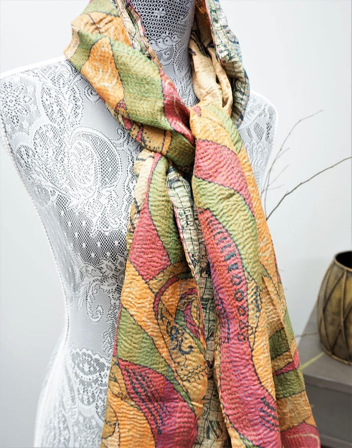 Vintage Kantha Silk Scarves