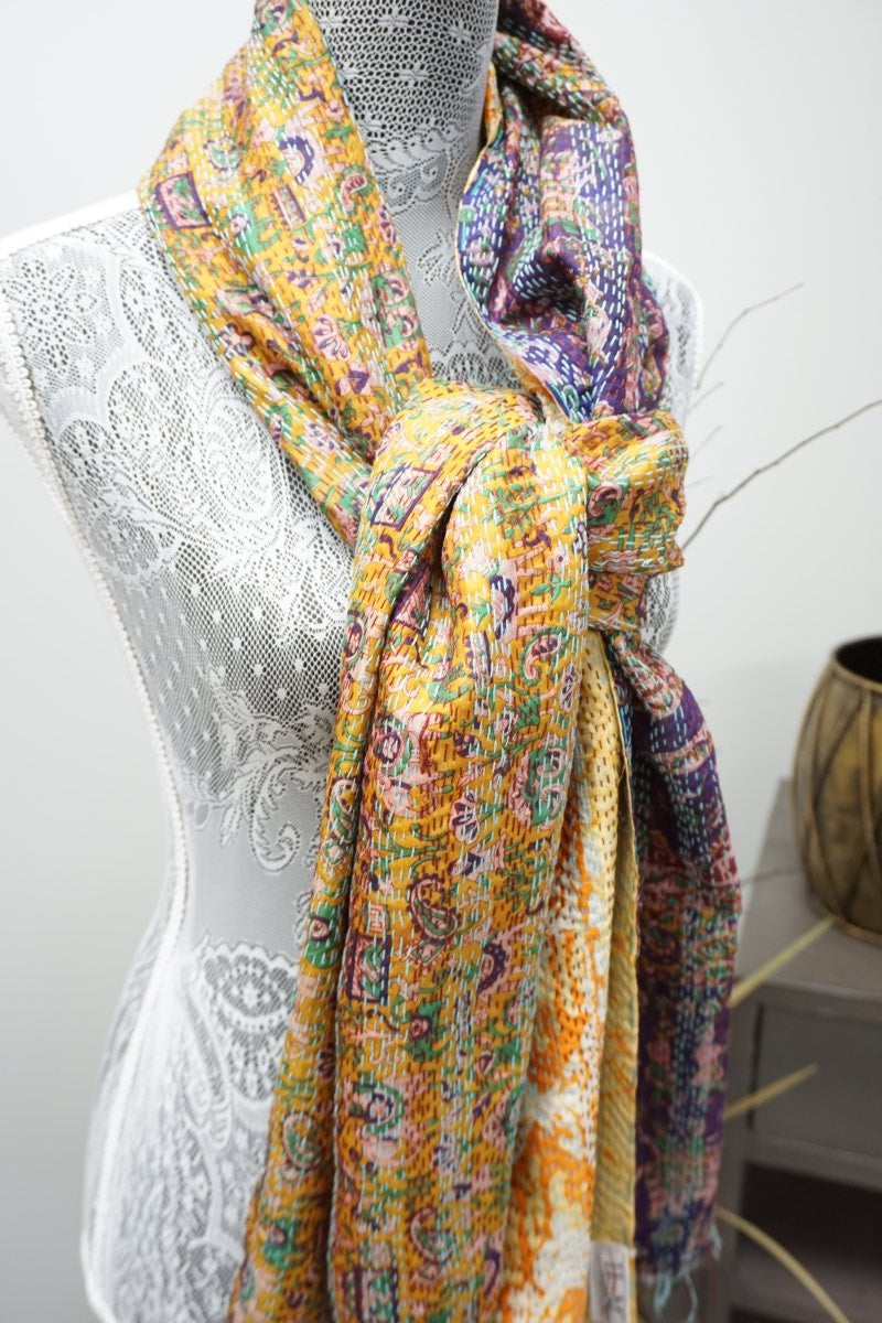 Vintage Kantha Silk Scarves