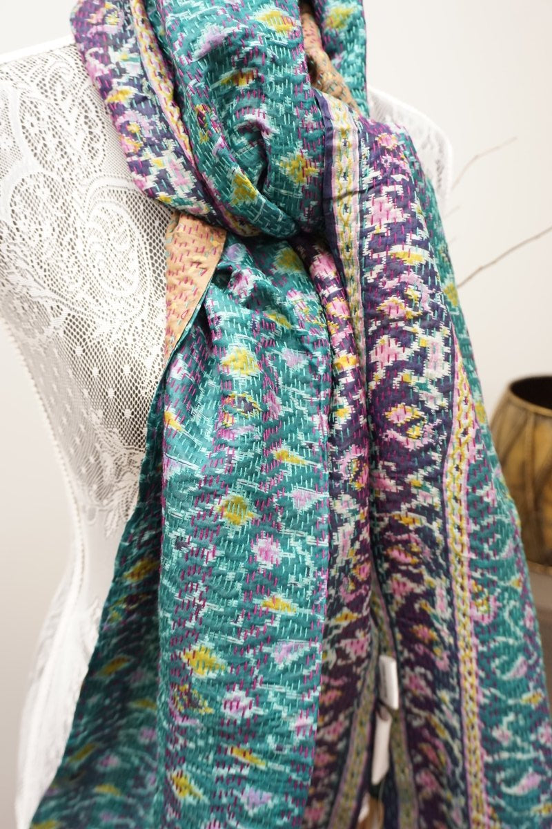 Vintage Kantha Silk Scarves