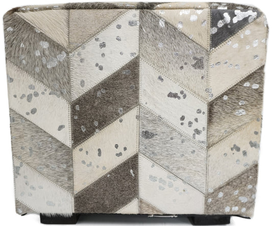 Leather Silver Square Cube Ottoman