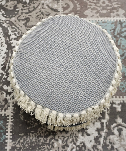 Blue Round Pouf