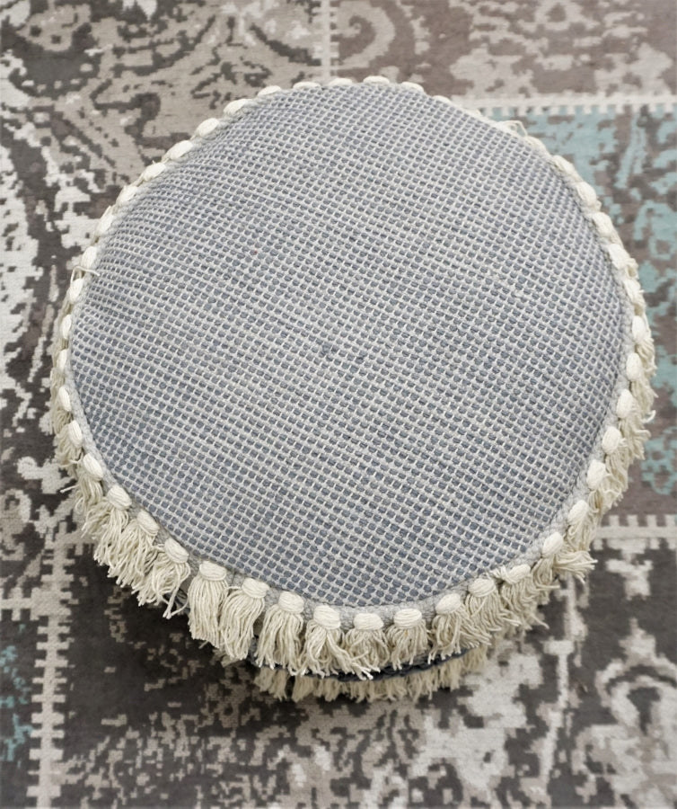 Blue Round Pouf