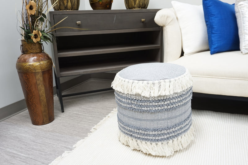 Blue Round Pouf