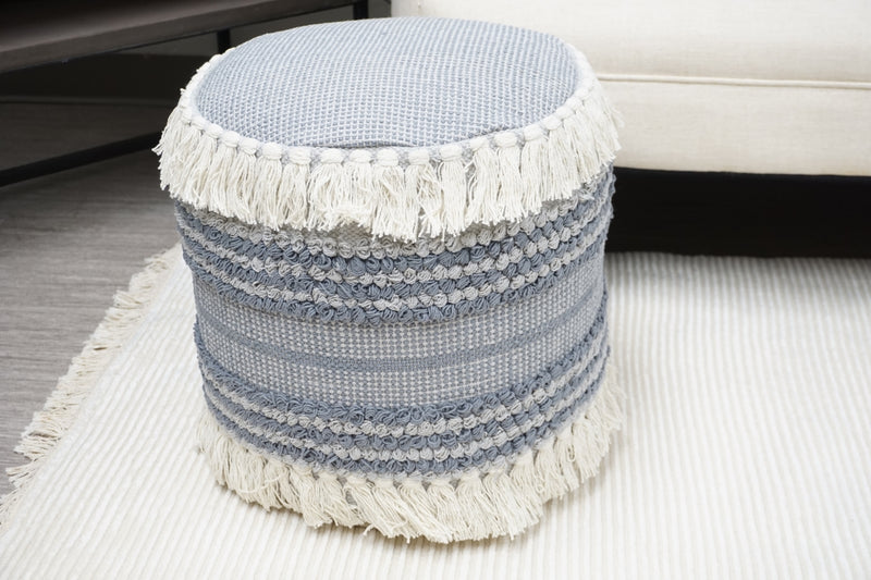 Blue Round Pouf