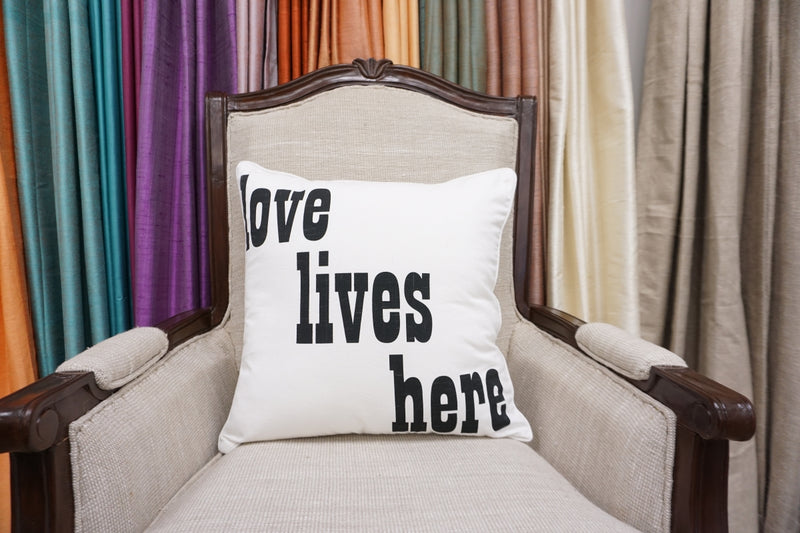 'Love Lives Here' Quote Pillow