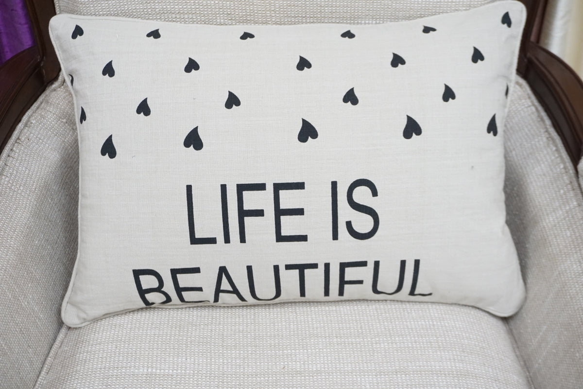 'Life Is Beautiful' Quote Pillow