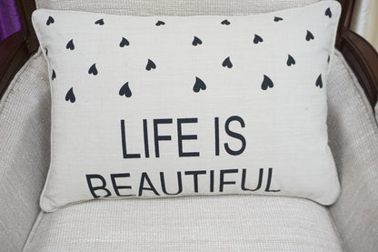 'Life Is Beautiful' Quote Pillow