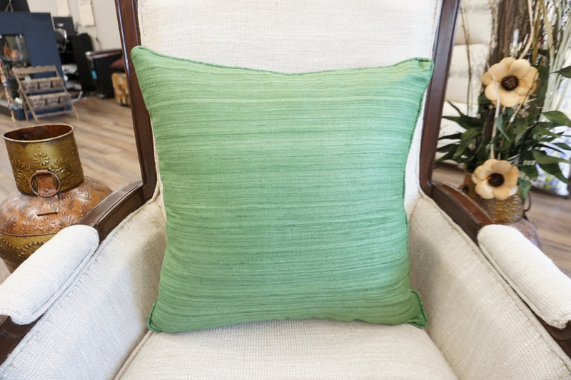 Raw Silk Throw Pillow 18" Green