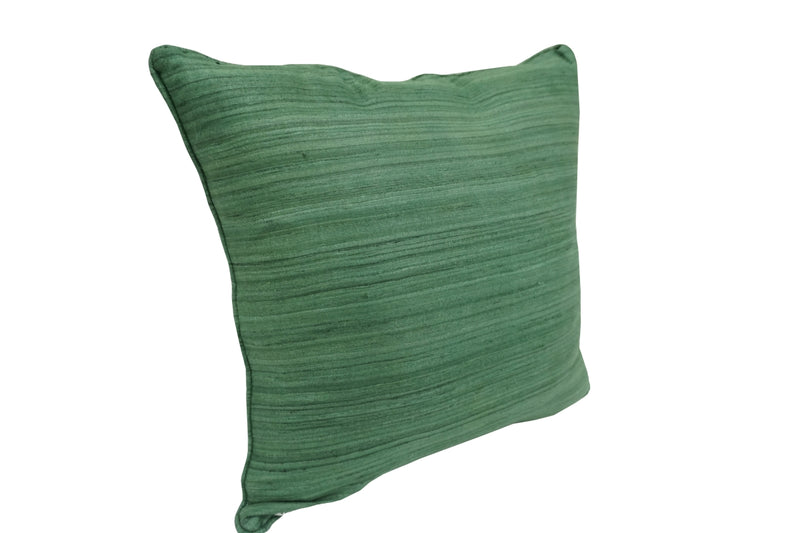 Raw Silk Throw Pillow 18" Dark Green