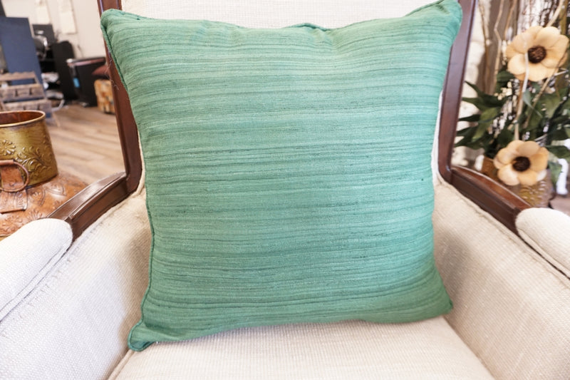 Raw Silk Throw Pillow 18" Dark Green